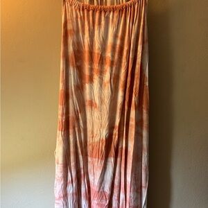 Orange and Pink Ruched Maxi dress
